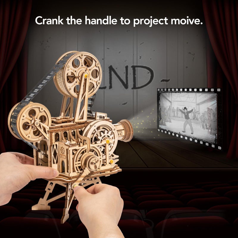 Rowood 3D Puzzle for Adults, DIY Wooden Model Kit for Adults to Build, Handheld Film Mechanical Gear Building Set, Birthday Vitascope Projector - Image 4